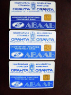 3 Different Colors Or Card Plastic Type Cards Phonecard Chip Aval Bank Oranta 840 Units  UKRAINE - Ucrania