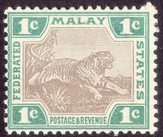 FEDERATED MALAY STATES FMS 1900 1c W.CA Sc#18a MH-TONED GUM @TA407 - Federated Malay States