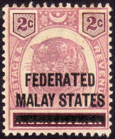 FEDERATED MALAY STATES FMS 1900 Ovpt On N.Sembilan 2c (Sc#6) W.CA Sc#2 MH-TONED GUM @TA334 - Federated Malay States