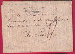 MARQUE ARMEE DU RHIN 3EME DIVISION TEXTE GUNTZENHEIM ALLEMAGNE AN3 1795 POUR PARIS  LETTRE - Legerstempels (voor 1900)