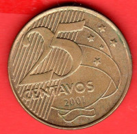 BRASILE - BRASIL - 2001 - 25 Centavos - SPL/XF - Come Da Foto - Brasilien