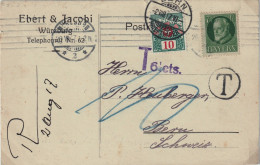 SUISSE / SWITZERLAND 1928 P. Due Mi.32 On PPC From BAVARIA Franked 7-1/2pf With "T 6-1/4cts" Postage Due Mark - Taxe