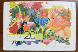 Hornbill Bird,blue-faced Snub-nosed Golden Monkey,flowers,China 2001 Lunar New Year Greeting Pre-stamped Letter Card - Apen