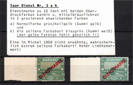 Saar 1920 Dienstmarke 3 Vom Bogenrand In Verschiedene Farben Postfrisch - Oficiales