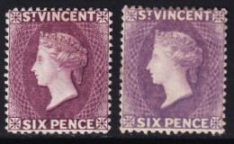 St.Vincent. 1885-89 Y&T. 36, 36a, MH. 6 P. Lila / Violeta. - St.Vincent (...-1979)