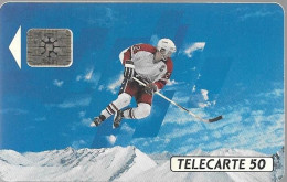 CARTE-50U-PUCE -F 193Aa.521-SC5-SansTrou-0 Envers-N°33704--HOCKEY Sur GLACE-R° Mat-Utilisé-TBE - 1991