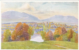 Delcampe - AK Chiemsee - Blick Auf Die Herreninsel - Künstlerkarte - Ca. 1920 (67213) - Chiemgauer Alpen