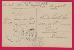 CARTE FM BATAILLON DU MOYEN CONGO 1919 POUR PARIS LETTRE - Storia Postale