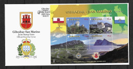 2010 Joint Gibraltar And San Marino, OFFICIAL FDC GIBRALTAR WITH BLOC OF 4 STAMPS: Relationship - Joint Issues