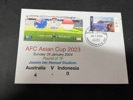1-2-2024 (3 X 2) AFC Asian Cup 2023 (Qatar) Australia (4) V Indonesia (0) - 28-1-2024 - With OZ Stamp - Andere & Zonder Classificatie