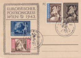 AUSTRIA 1942 - ANK 820-822 On Postcard "Europäischer Postkongress" - Lettres & Documents