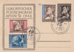 AUSTRIA 1942 - ANK 820-822 On Postcard "Europäischer Postkongress" - Lettres & Documents