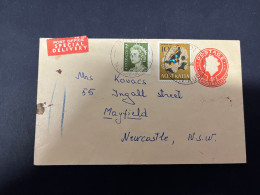 1-2-2024 (3 X 4) Australia FDC - 1966 - Letter To Newcastle With "post Office Special Delivery Red Label" PM 127 - Cartas & Documentos