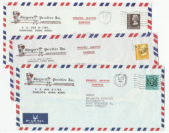 3 X  HONG KONG Man Pulling RICKSHAW ADVERT Covers Air Mail To GB  China Stamps Cover - Cartas & Documentos
