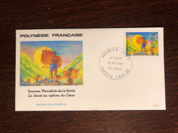 POLYNESIE POLYNESIA FDC COVER 1992 YEAR  CARDIOLOGY HEART HEALTH MEDICINE STAMPS - Covers & Documents