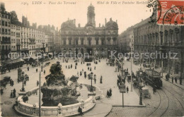 73535755 Strassenbahn Lyon Place Des Terraux Hotel De Ville Fontaine Bartholdi  - Tramways