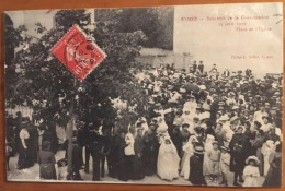 Cpa 24 EYMET, Souvenir De La Confirmation Animée 23 Juin 1909, Place Et Eglise, éd Gillet, écrite En 1909 - Eymet