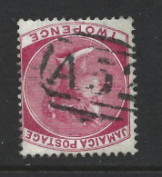 Jamaica 1870 QV 2d Rose Crown CC Watermark FU  Near Full A52 Barred Cancel Of Manchioneal - Jamaica (1962-...)