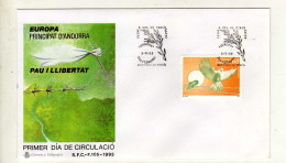 Enveloppe 1er Jour ANDORRE PRINCIPAT D'ANDORRA Oblitération ANDORRA LA VEILA 08/05/1995 - Storia Postale