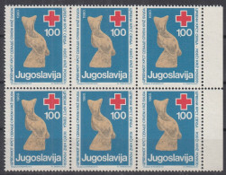 ⁕ Yugoslavia 1980 ⁕ Red Cross / Additional Stamp Mi.69 ⁕ MNH Block Of 6 - Beneficenza