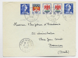 BLASON 1FR+2FRX2 20FR MULLER X2 LETTRE PONT DE ROIDE 17.3.1959 DOUBS  AU TARIF - 1941-66 Wappen