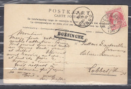 Postkaart Van Boesinghe Naar Lobbes Met Langstempel BOESINGHE - Langstempel