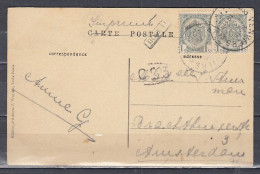 Postkaart Van Verviers 2E Naar Amsterdam (Nederland) Met Langstempel HOCKAI - Griffes Linéaires