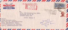 INDIA - REGISTERED AIRMAIL Ca 1980 - KÖLN/DE / 5012 - Lettres & Documents
