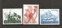 Norway 1981 Sailing Ships, Sailors Drop Ancher, Set Sail, Sail Training Ship "Christian Radich"  Mi 838-840 MNH(**) - Usados