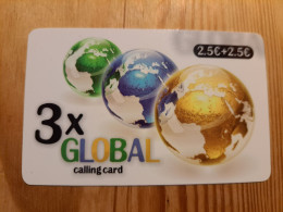 Prepaid Phonecard Germany, 3 X Global - Earth, Globe - GSM, Voorafbetaald & Herlaadbare Kaarten