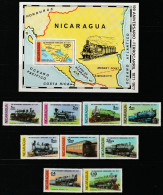 NICARAGUA - N°1098/103+PA N°907/9+BLOC N°139 ** (1978) Centenaire Des Chemins De Fer. - Nicaragua