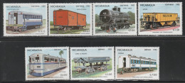NICARAGUA - N°1264/7+PA N°1022/4 ** (1983) Wagons Des Chemins De Fer. - Nicaragua