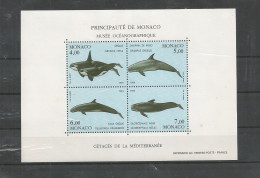 MONACO BLOC N°64 NEUF CETACES DE LA MEDITERRANEE. COTE 15.50 EUROS. - Ballenas