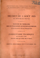 Décret Sur La Protection  Des Travailleurs Dans Les établissem.fonctionnant à L'électricité 1935     (M6375) - Bricolage / Technique