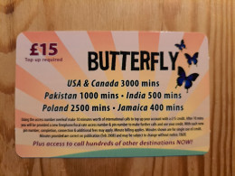 Prepaid Phonecard United Kingdom, Butterfly - Emissions Entreprises