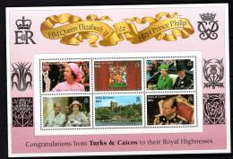 Turks & Caicos Islands 1997 Royal Golden Wedding Sheetlet MNH (SG 1449-1454) - Turks And Caicos