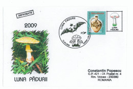 COV 00 - 521 MUSHROOMS & BAT, Romania - Cover - Used - 2009 - Gemüse