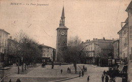 Romans (Drôme) - La Place Et La Tour Jacquemart, Café - Edition Chirouze - Carte De 1916 - Romans Sur Isere