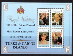 Turks & Caicos Islands 1999 Royal Wedding Sheetlet MNH (SG 1540-1543) - Turks And Caicos