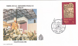 MALTA Cover 9-35,popes Travel 1990 - Papi