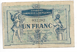 Chambre  De Commerce De Bergerac Un Franc 1920 Dimension 97 Mm X 63 Mm N0166 - Handelskammer