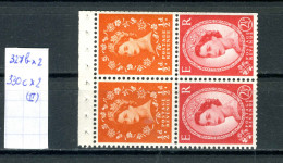 Grande-Bretagne N° 327 B (x2) + 330 C (x2)  Fil O   Page De Carnet - Unused Stamps