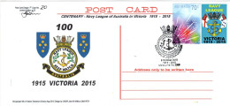 Australia 2015 Centenary Navy League Of Australia In Victoria 1915 Victoria 2015 , Limited Souvenir Cover N 20 Of 25 - Postmark Collection