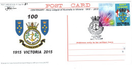 Australia 2015 Centenary Navy League Of Australia In Victoria 1915 Victoria 2015 , Limited Souvenir Cover N 21 Of 25 - Postmark Collection