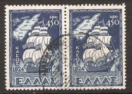 Grèce Hellas 1947 N° 558A X 2 O Retour Des îles, Dodécanèse, Voilier, Carte, Île De Cassos, Mer Égée, Rhodes, Iliade - Usati