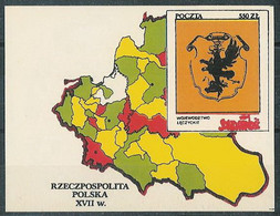 Poland SOLIDARITY (S278): Poland In The Seventeenth Century Voivodeship Leczyckie Crest Map - Vignette Solidarnosc