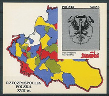 Poland SOLIDARITY (S286): Poland In The Seventeenth Century Voivodeship Krakow Crest Map - Solidarnosc-Vignetten