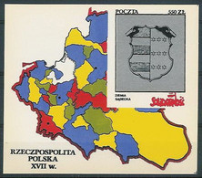 Poland SOLIDARITY (S296): Poland In The Seventeenth Century Earth Sadecka Crest Map - Solidarnosc Vignetten