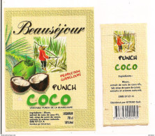 Etiquette  Punch Coco Au Rhum Et Sirop De Sucre De Canne  Beauséjour -  50° - GUADELOUPE - - Rhum