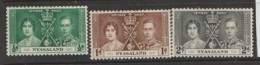 Nyasaland  1937  SG  127-9  Coronation  Mounted Mint - Nyasaland (1907-1953)